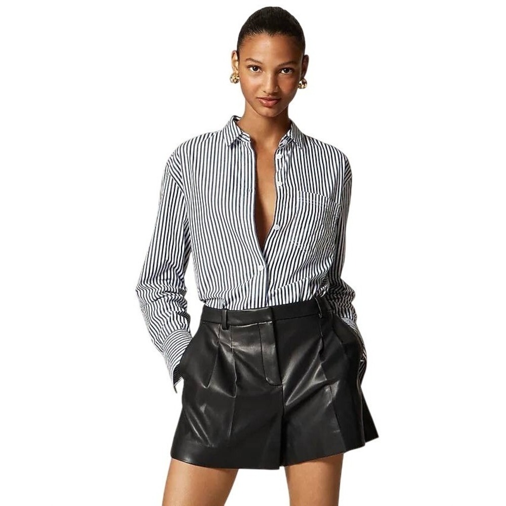 J. Crew Black Faux Leather Pleated Shorts Size 00 High Rise NWT $158